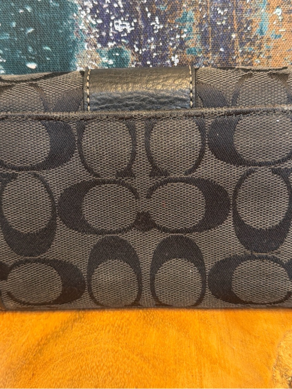 Coach 2010s Classic Signature Canvas Small Flap Wallet Black (GUC) - Picture 8 of 14